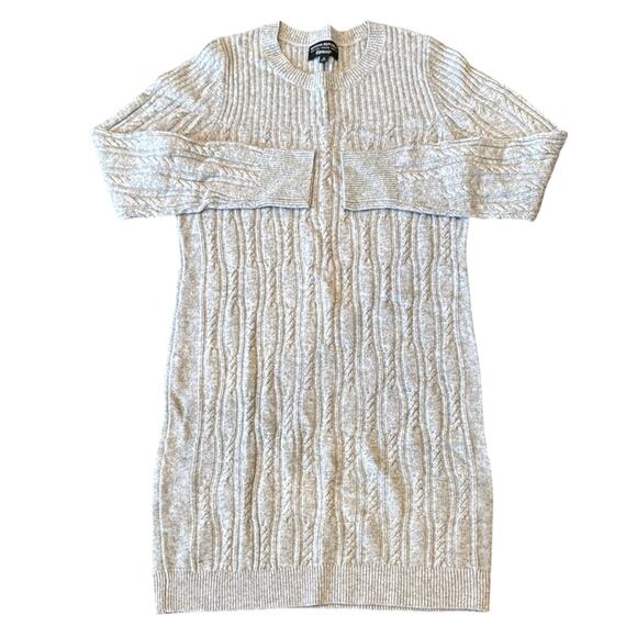 Banana Republic Cable Knit Sweater Dress Light Gray Size M - Picture 2 of 10